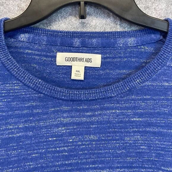 GOODTHREADS Sweater Men's 2XL Blue Space-Dyed Long Sleeve Crew Neck Pullover - Picture 3 of 15